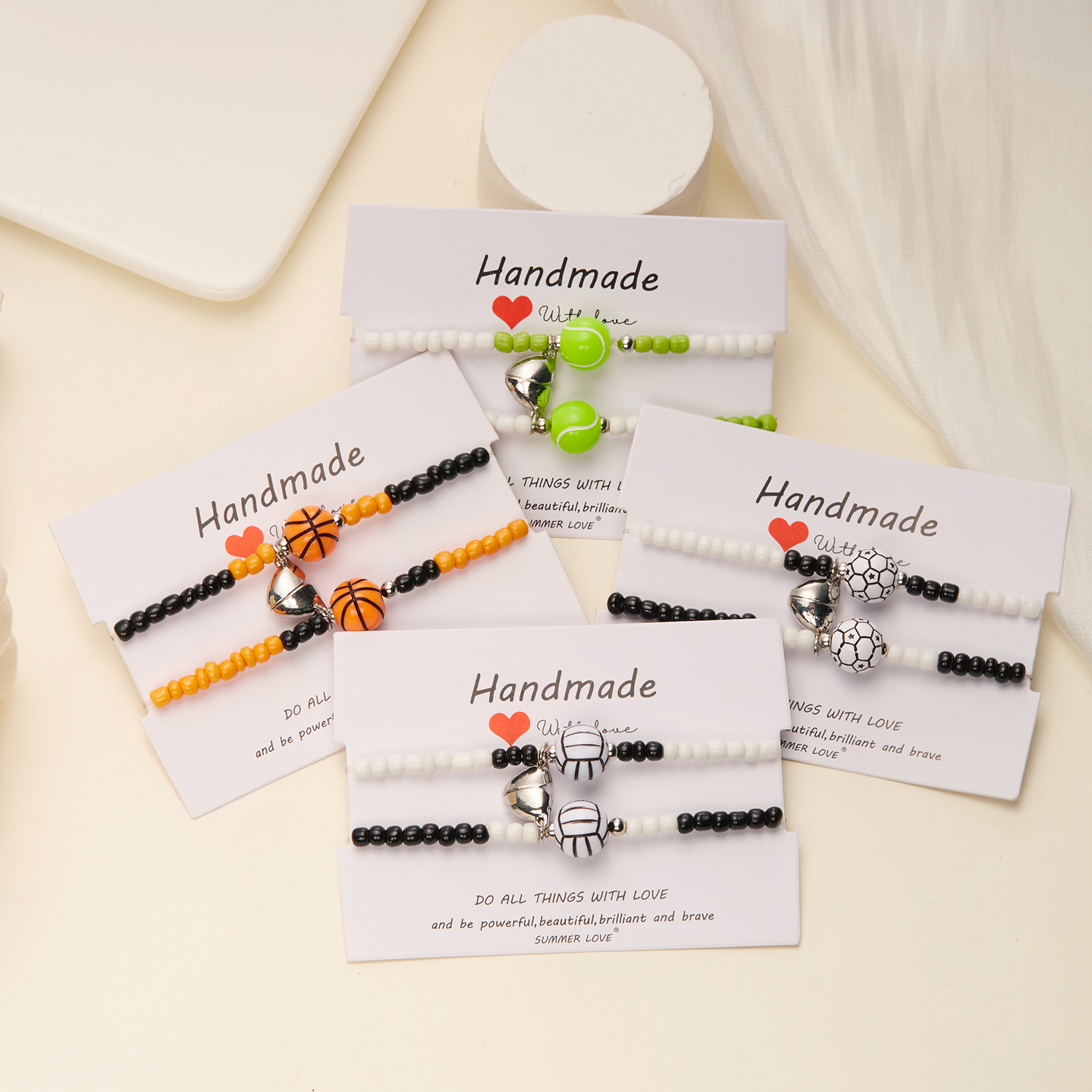 Table Tennis Volleyball - Rice Beads Couple Bracelet For Lovers
