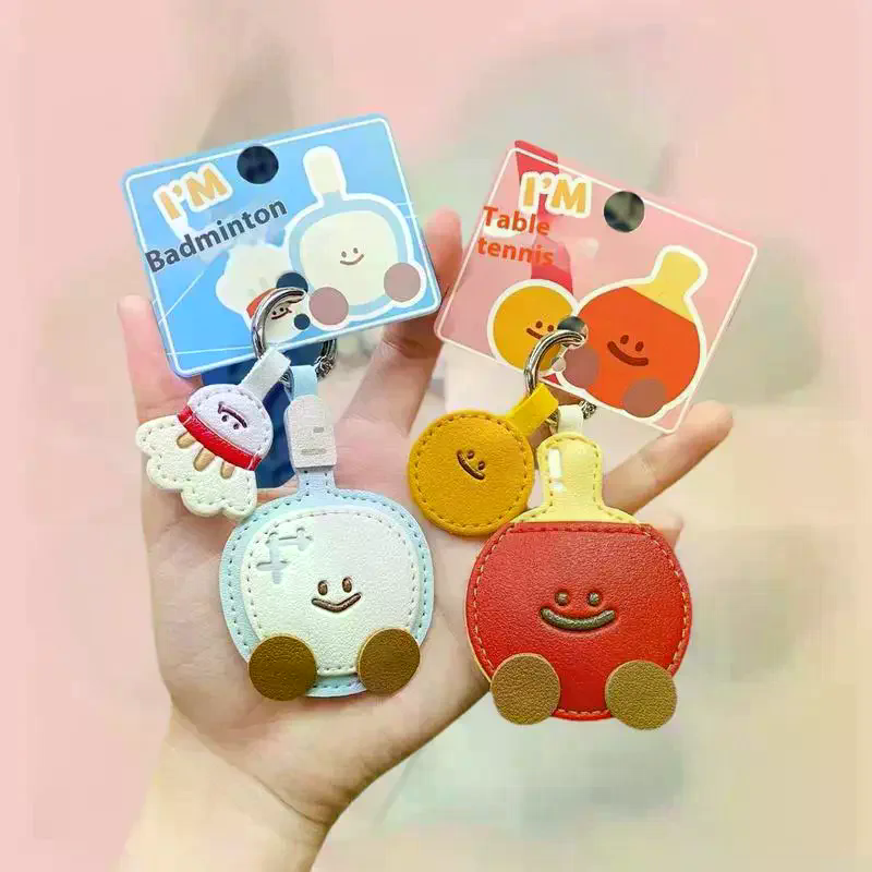 Cute Cartoon Leather Racket St – Table Tennis Keychain Bewertung und Preis