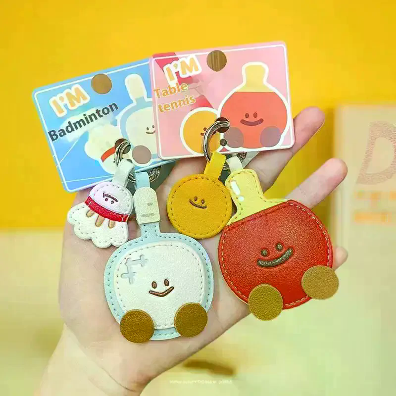 Cute Cartoon Leather Racket St – Table Tennis Keychain Bewertung und Preis