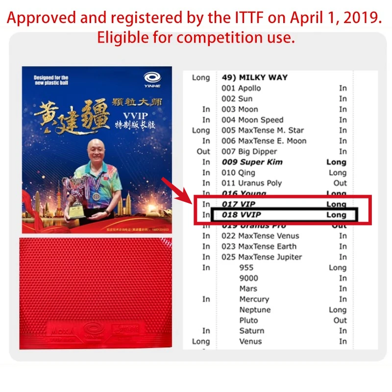 YINHE Huang Jianjiang VIP VVIP – Table Tennis For Sale Bewertung und Preis